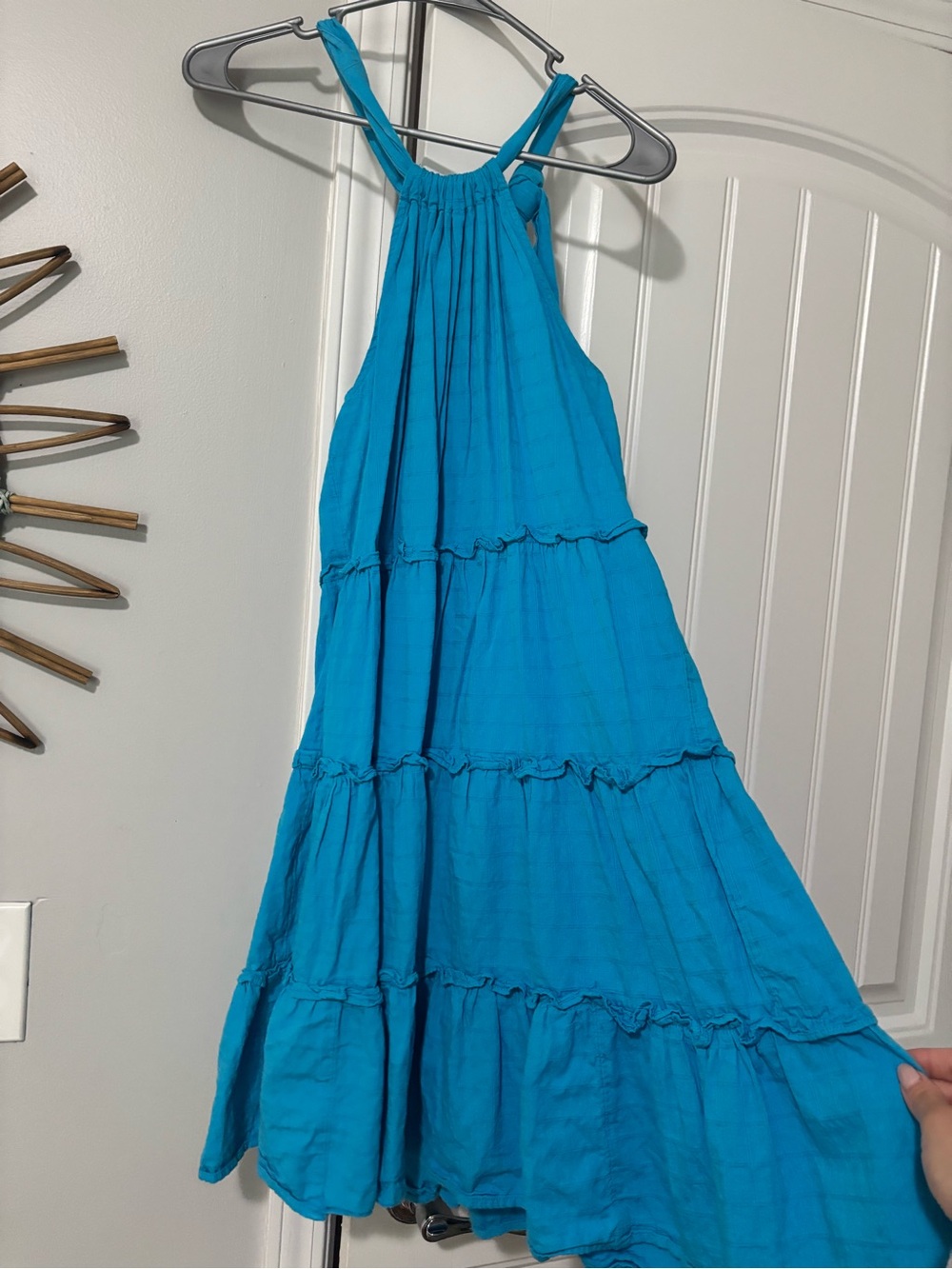 crown & ivy Turquoise Halter Tiered Maxi Dress